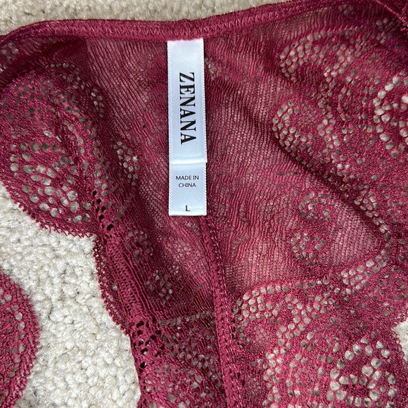 Zenana wine lace racerback bralette w/ pads L - Picture 5 of 9